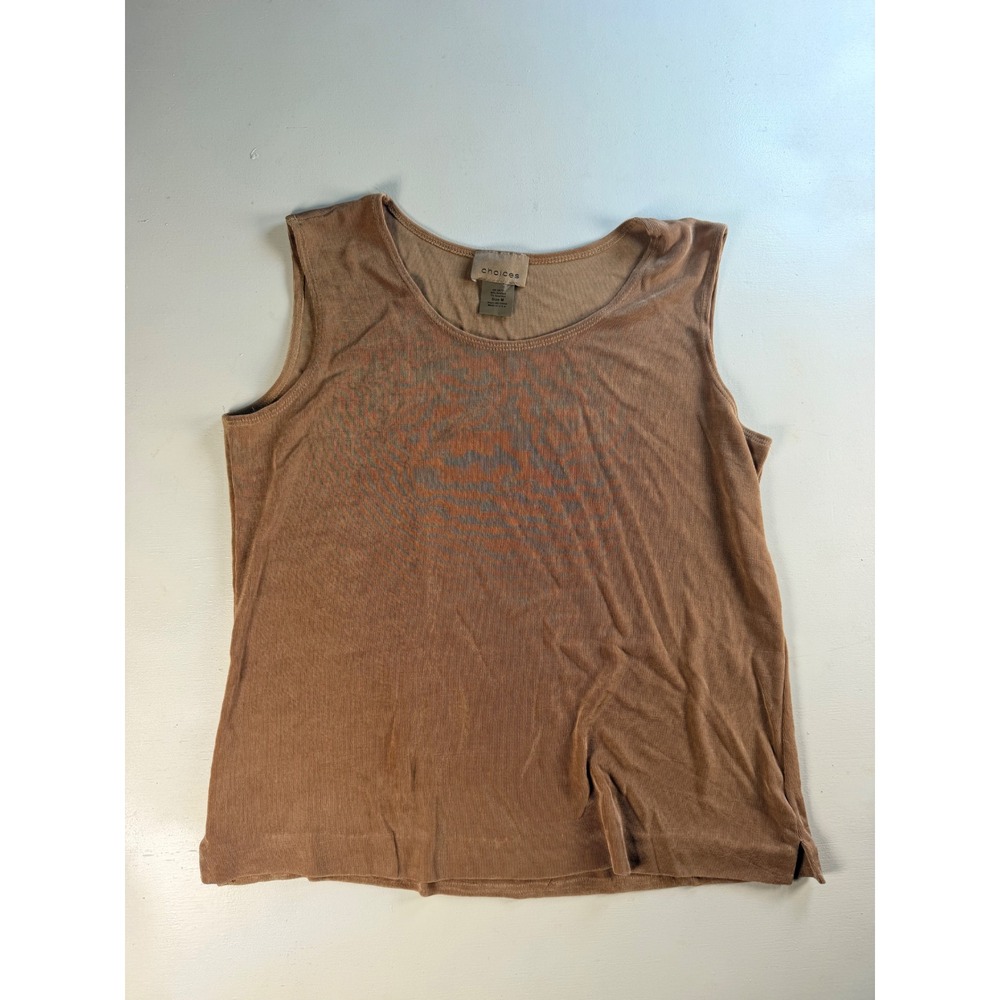 Choices Tank Top Womens Size M Brown Y2K Ribbed Scoop Neck Sleeveless USA